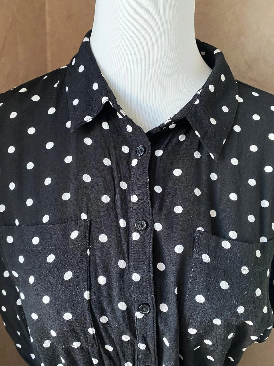 Monoprix black dress with white polka dots size 40 – 100% viscose, retro chic style – photo 3